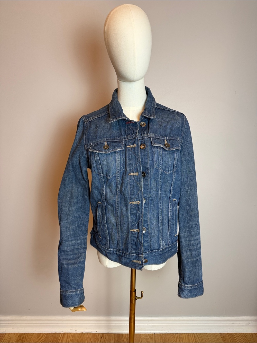 Vintage Tommy Hilfiger Crest Denim Jacket Medium Wash 90s Minimalist